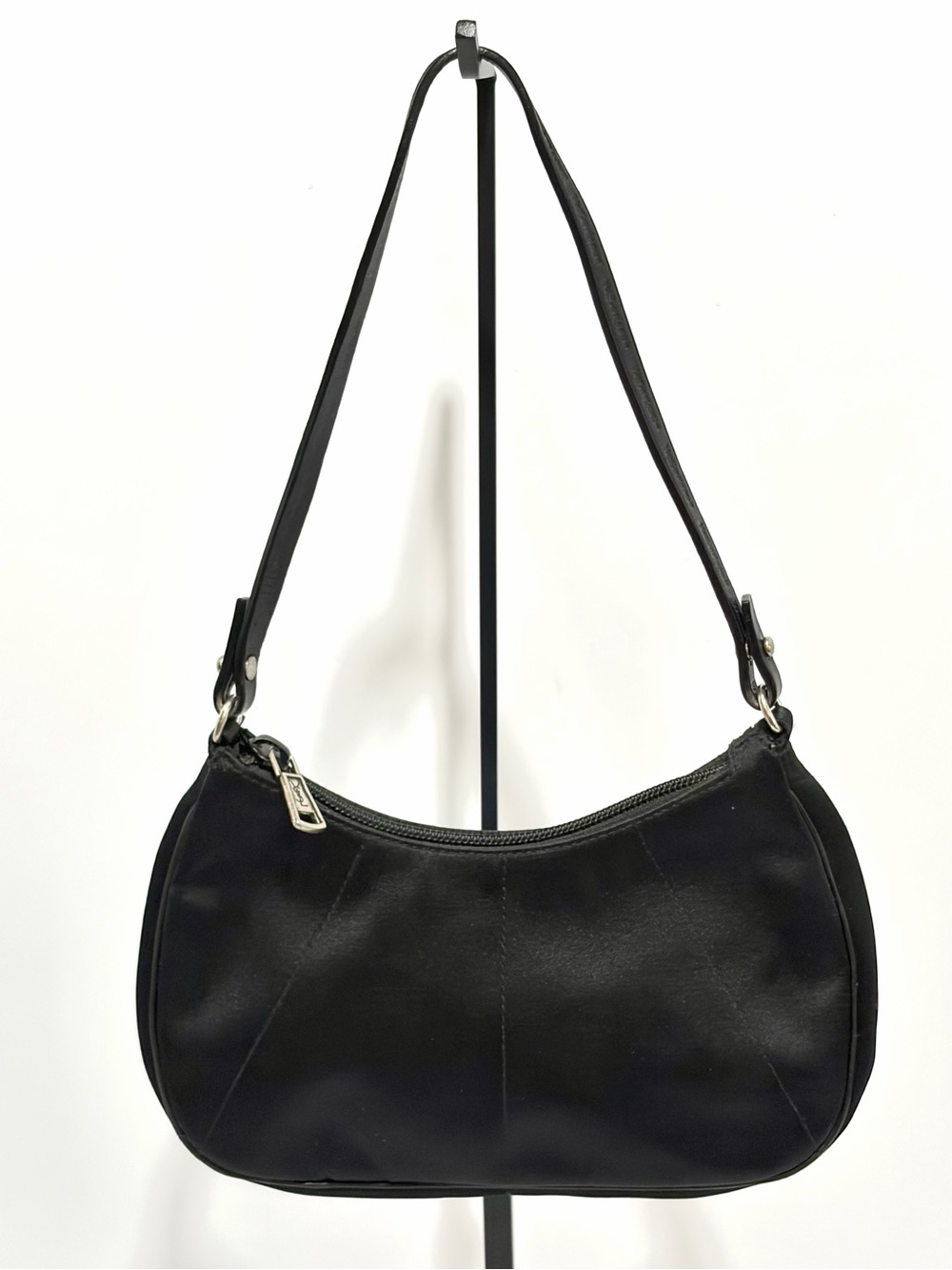 Yves Saint Laurent Vintage Satin Pleated Mini Hobo Bag Y2K With Leather Trim